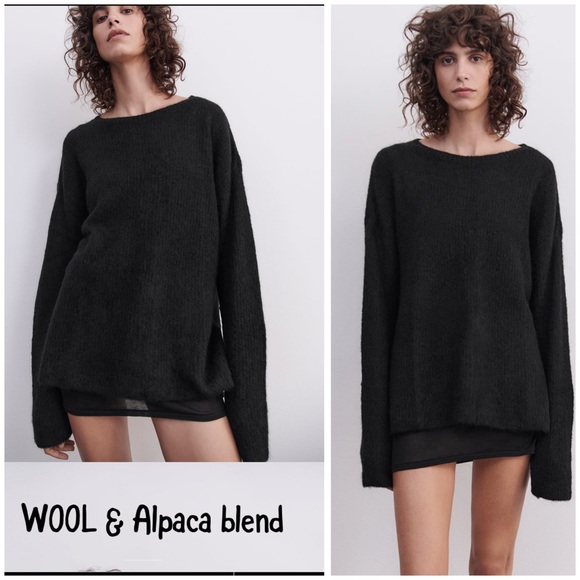 Zara Sweaters - Zara alpaca & wool blend hairy sweater oversized